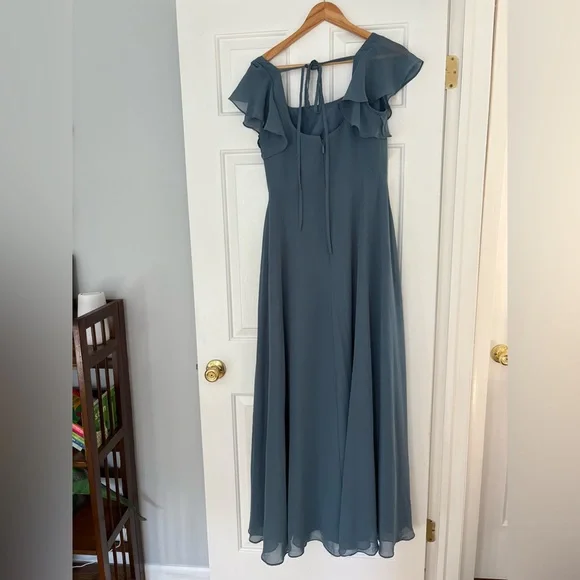 Azazie Twilight Blue Chiffon Bondi Style Gown - Picture 2 of 2